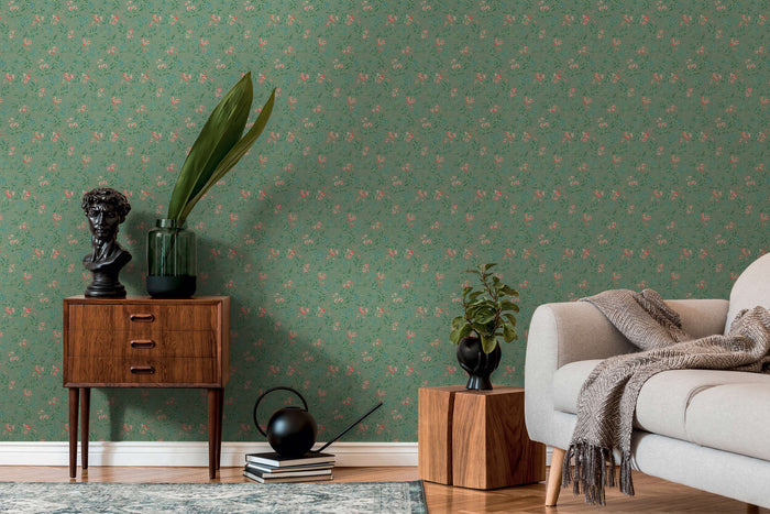 Jasmin - Floral Wallpaper - Green