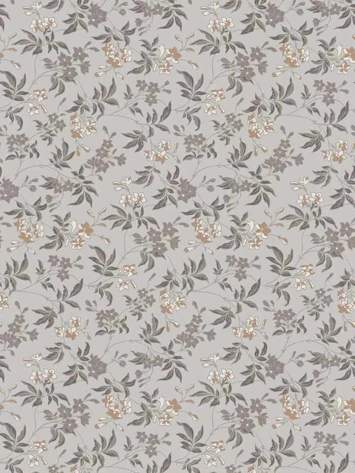 Jasmin - Floral Wallpaper - Grey