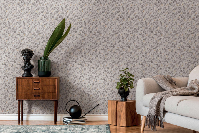 Jasmin - Floral Wallpaper - Grey