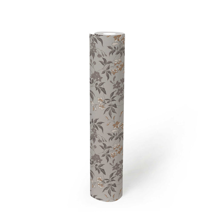 Jasmin - Floral Wallpaper - Grey