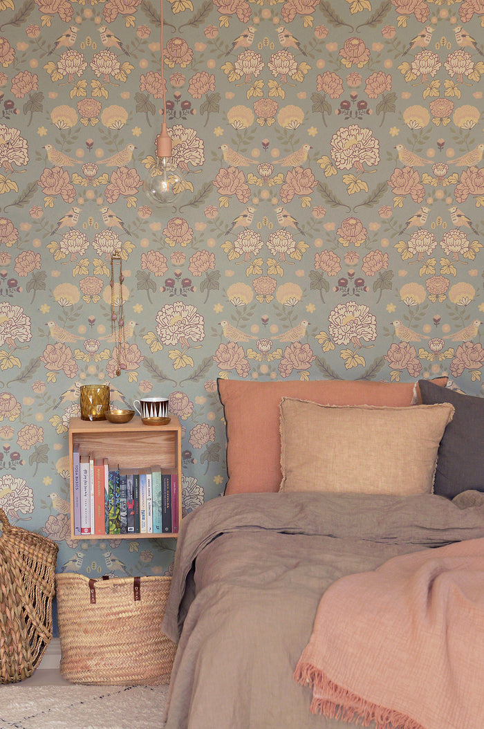 June Scandinavian Wallpaper -  Sage Green