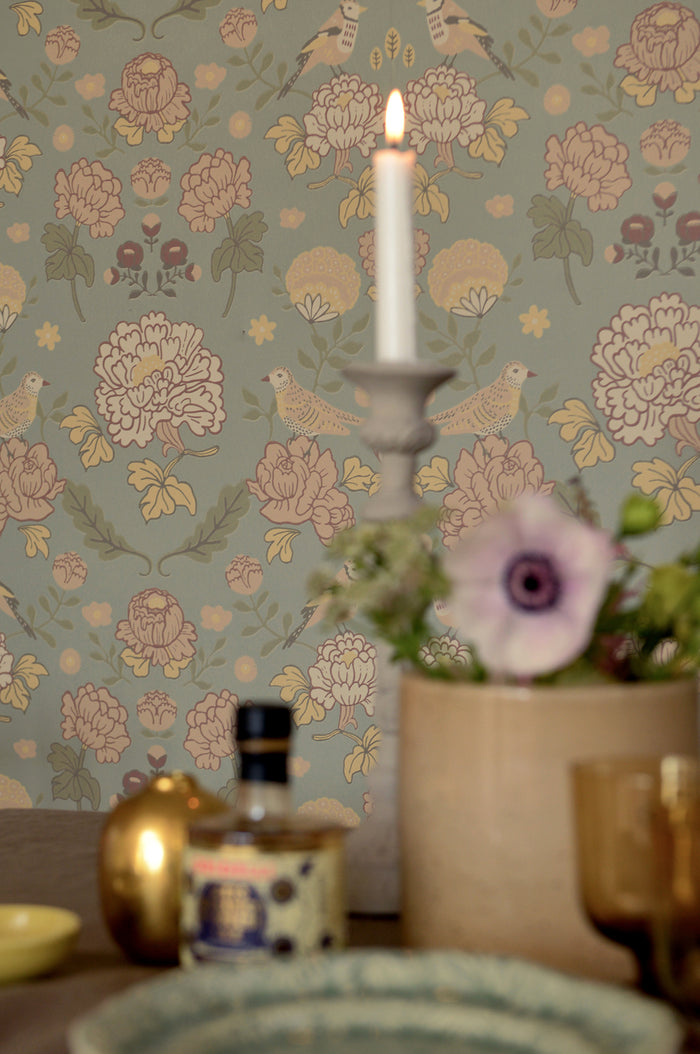 June Scandinavian Wallpaper -  Sage Green