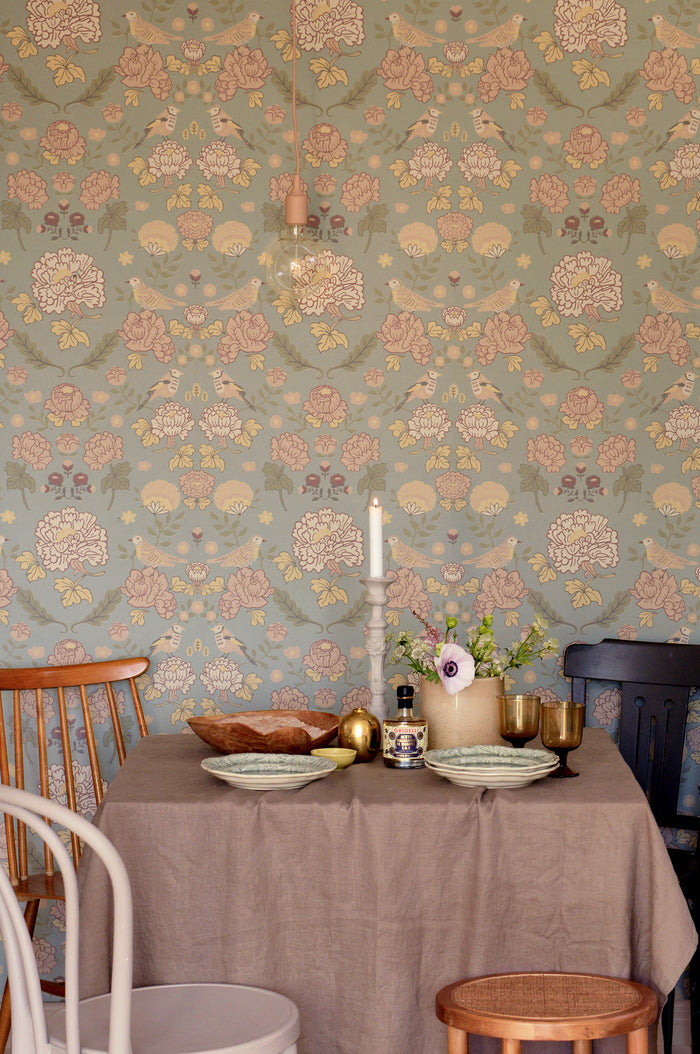 June Scandinavian Wallpaper -  Sage Green