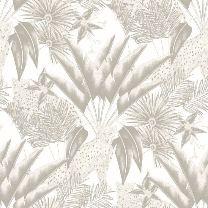 Jungle Cheetah Wallpaper - Ohpopsi - Silver Grey