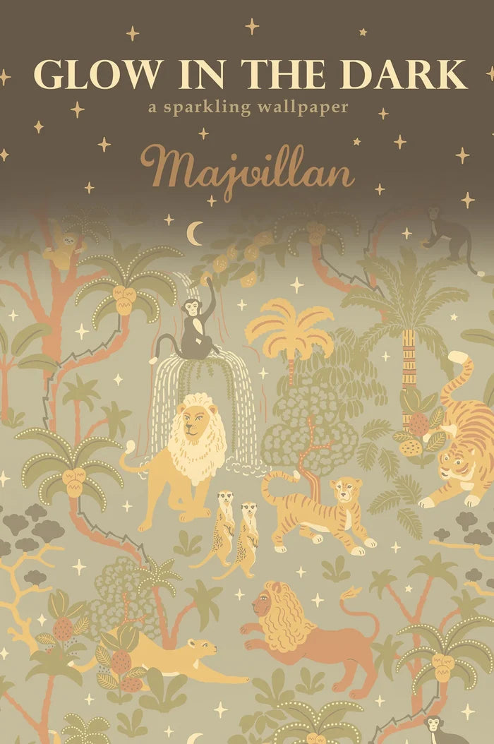 Jungle Glow - Glow in The Dark Wallpaper - Beige