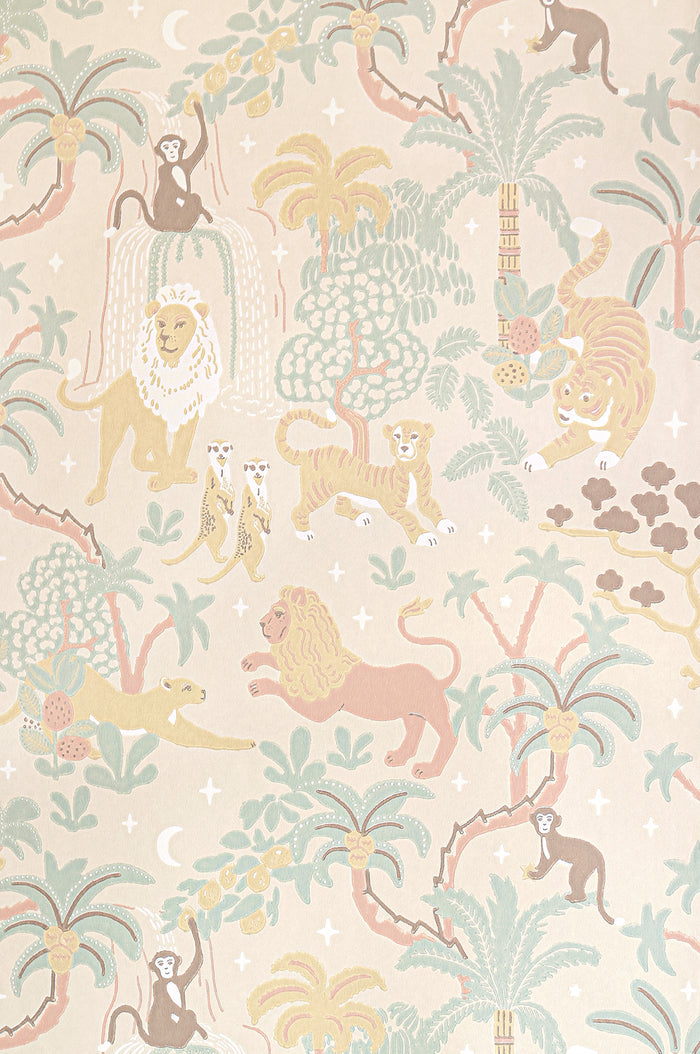 Jungle Glow - Glow in The Dark Wallpaper - Beige