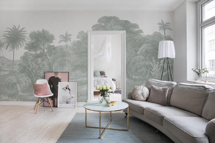 Jungle Land - Verdant - Custom Sized Wallpaper Mural (per m2)