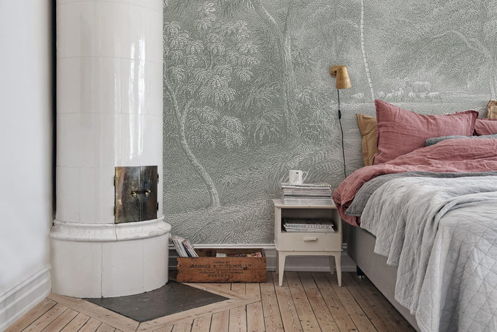 Jungle Land - Verdant - Custom Sized Wallpaper Mural (per m2)