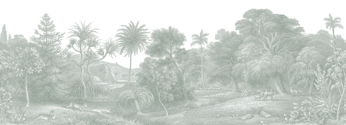 Jungle Land - Verdant - Custom Sized Wallpaper Mural (per m2)