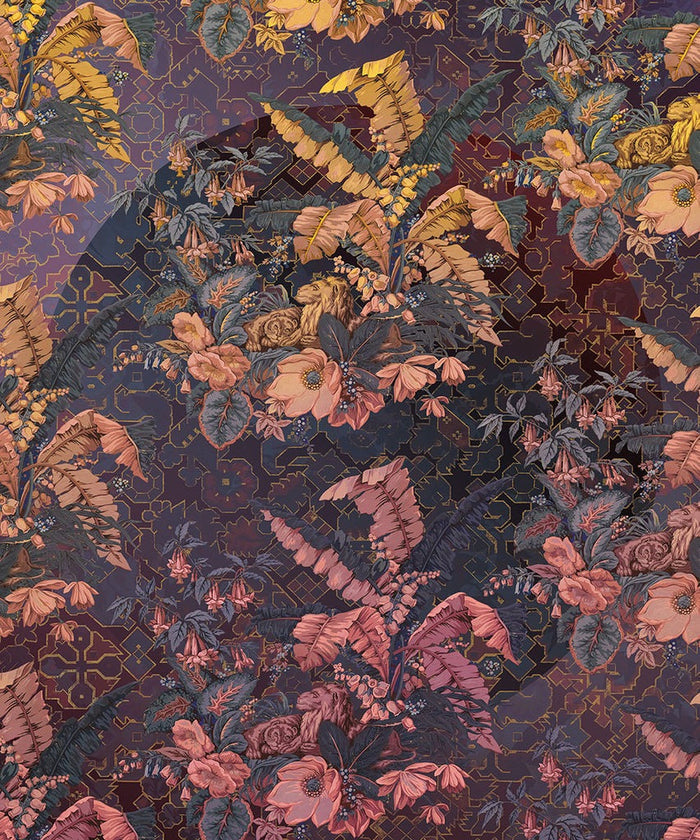 Jungle Majesty - Purple - Custom Sized Wallpaper Mural (per m2)