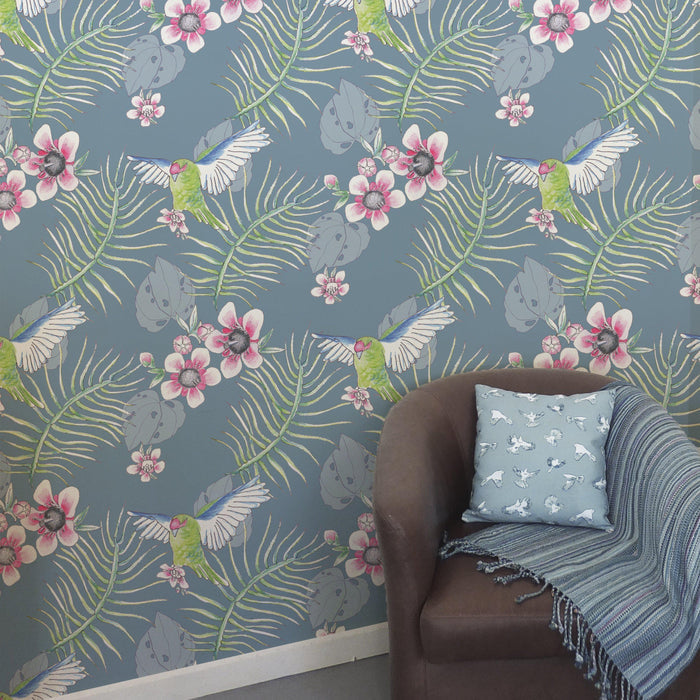 NZ Parrot Wallpaper - Blue