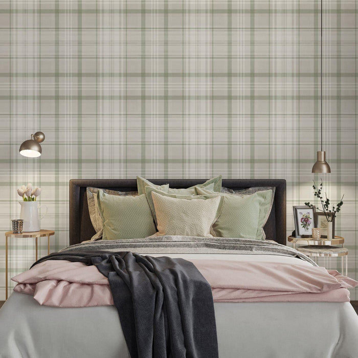 Kirkham – Check Plaid Wallpaper – Green