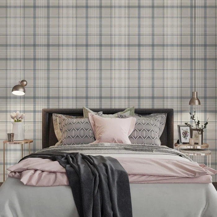 Kirkham – Check Plaid Wallpaper – Navy