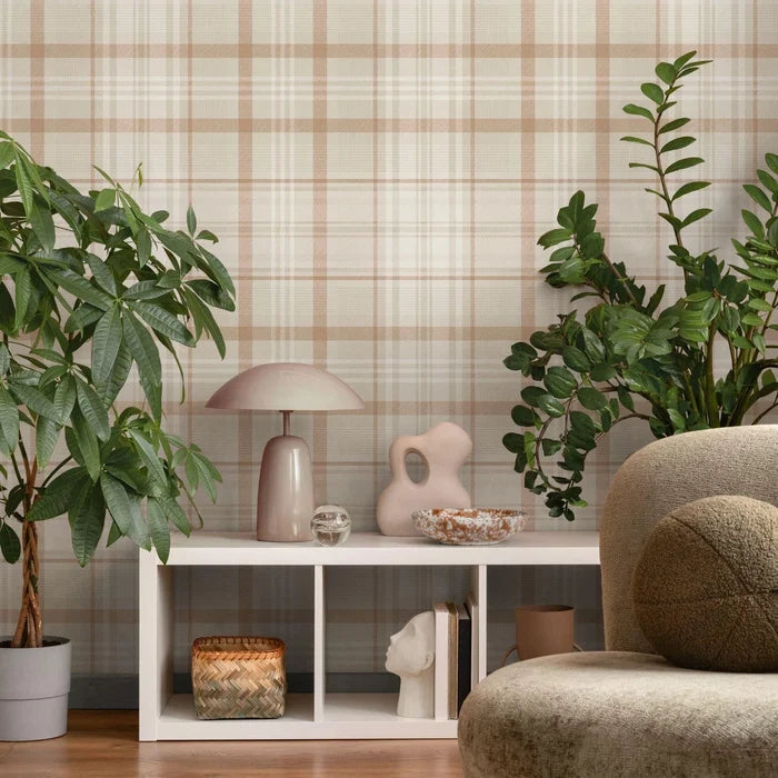 Kirkham – Check Plaid Wallpaper – Orange