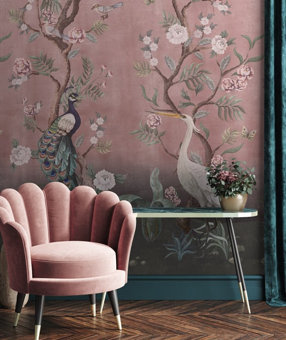 Kubla Khan Hybrid Mural Wallpaper - Blush