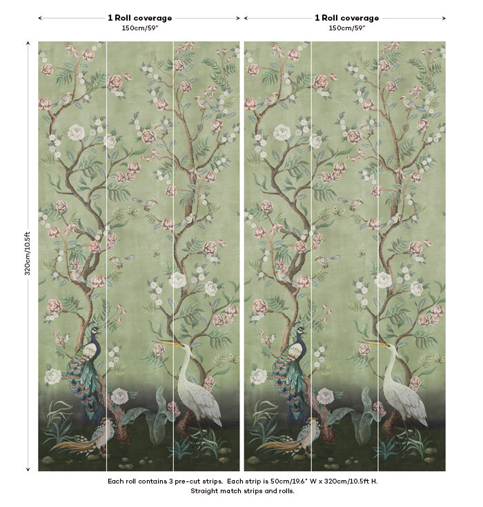 Kubla Khan Hybrid Mural Wallpaper - Mint