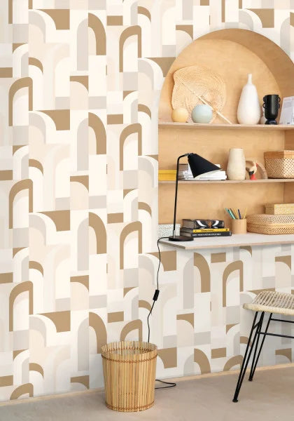 Labyrinth Doors Wallpaper - Pink Gold