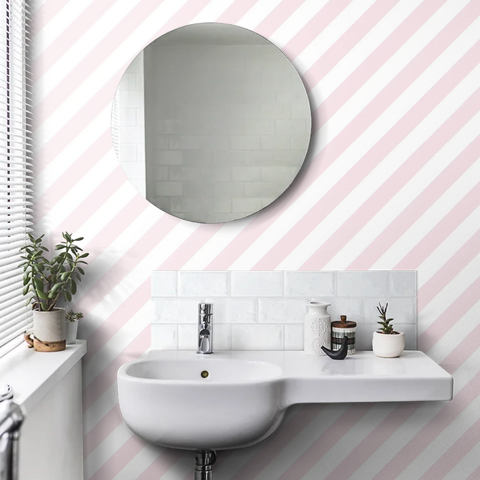 Large Diagonal Stripes Wallpaper - Pink