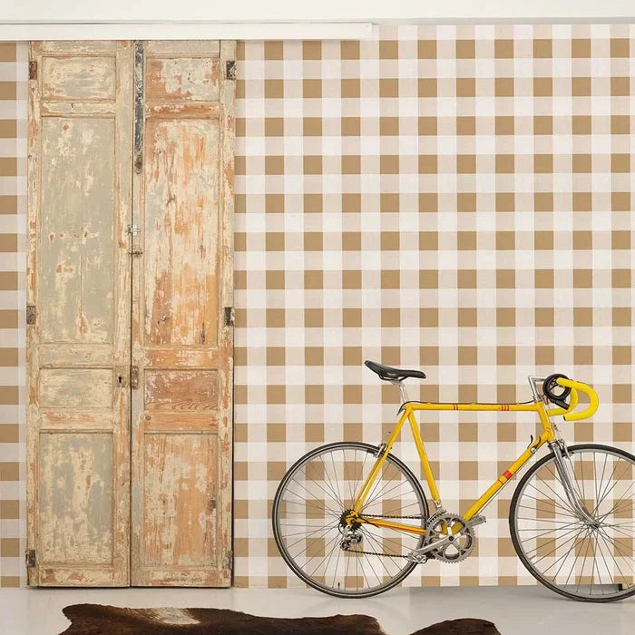 Large Gingham  Wallpaper - Curry