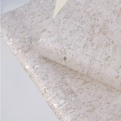Lasmin Cork Metallic Wallpaper - Snow White