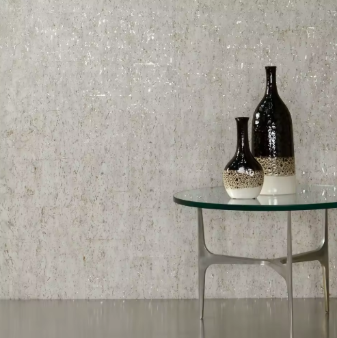 Lasmin Cork Metallic Wallpaper - Snow White