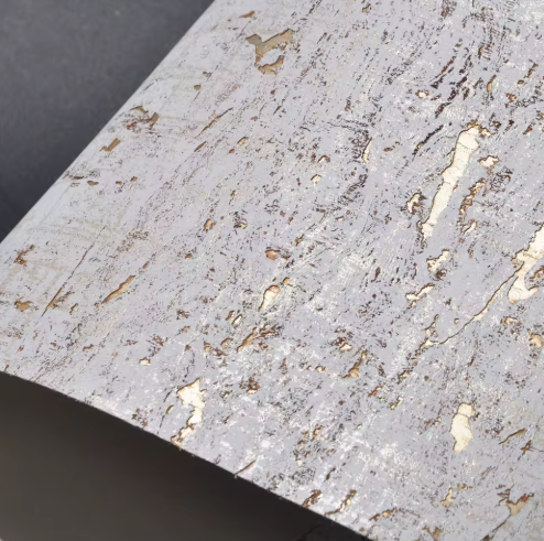 Lasmin Cork Metallic Wallpaper - White/Gold