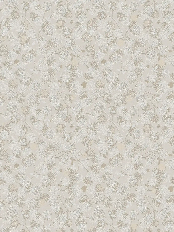 Leafy Heart - Wallpaper - Beige