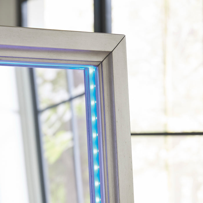 LED Champagne Floor Mirror with Storage