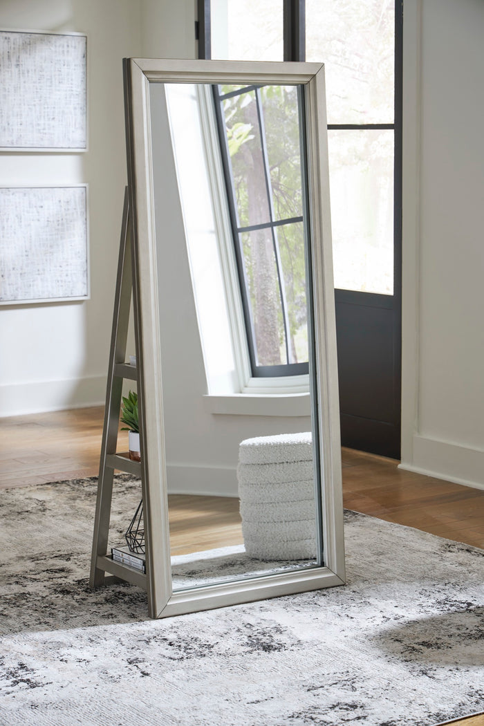 LED Champagne Floor Mirror with Storage