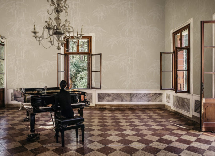 Leon Bamboo - Beige - Custom Sized Wallpaper Mural (per m2)