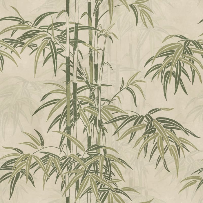 Leon Bamboo - Green - Custom Sized Wallpaper Mural (per m2)