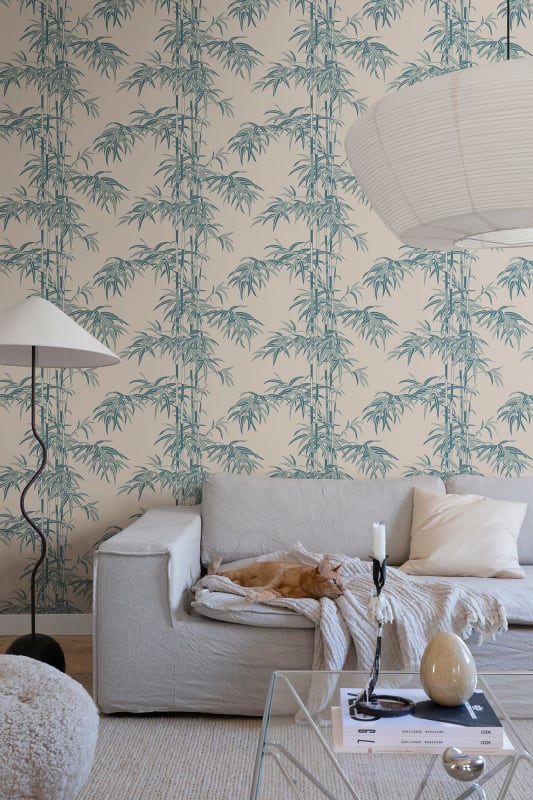 Leon Bamboo Wallpaper - Misty Blue
