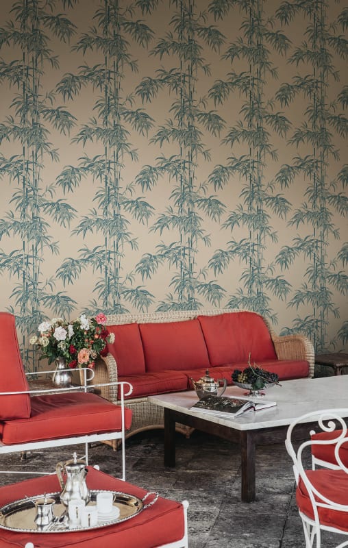 Leon Bamboo Wallpaper - Misty Blue