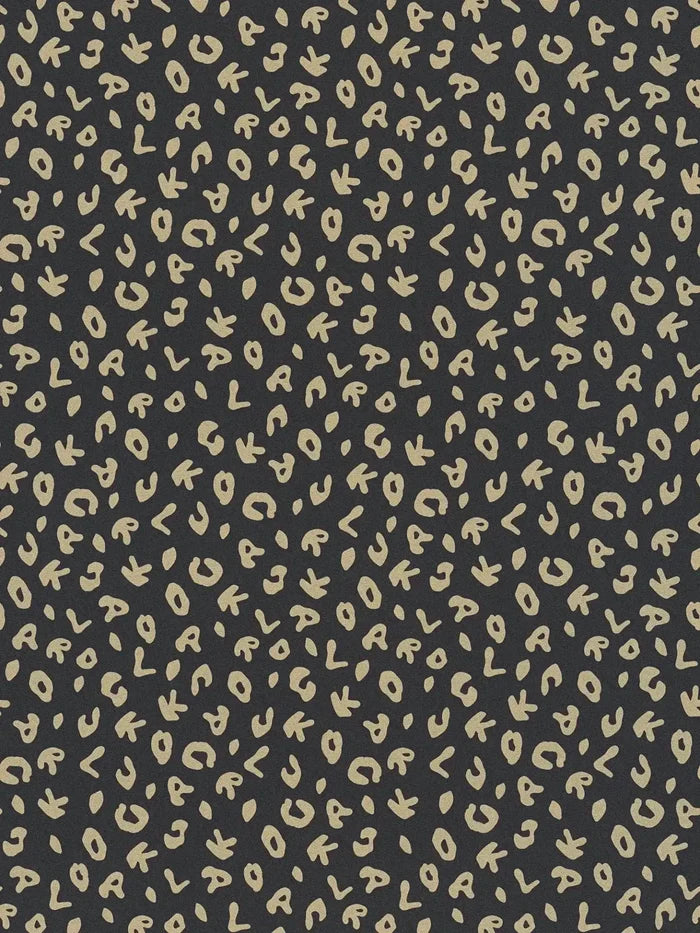 Leopard Alphabet Heavy Weight Wallpaper - Black - Discontinuing