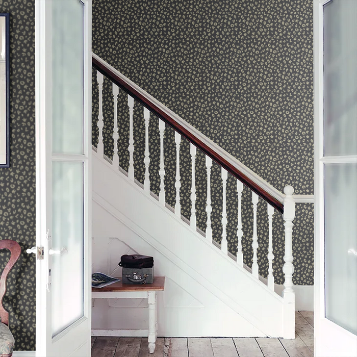 Leopard Alphabet Heavy Weight Wallpaper - Black - Discontinuing