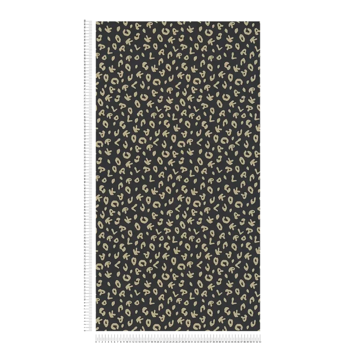 Leopard Alphabet Heavy Weight Wallpaper - Black - Discontinuing