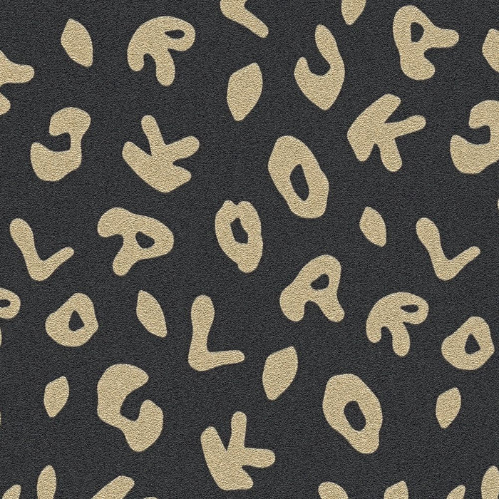 Leopard Alphabet Heavy Weight Wallpaper - Black - Discontinuing