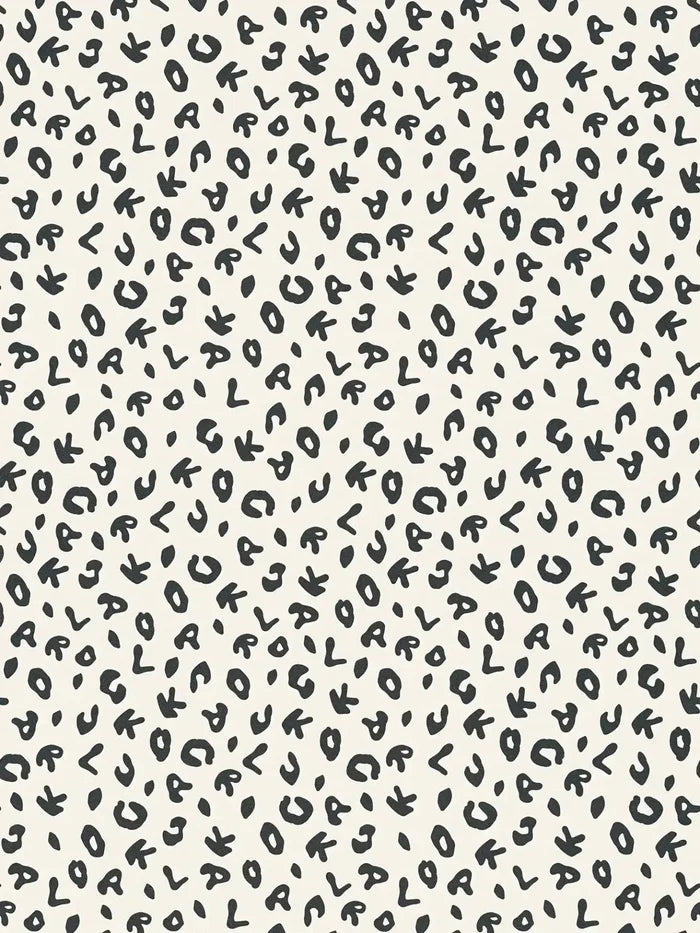Leopard Alphabet Wallpaper - Black White - Discontinuing