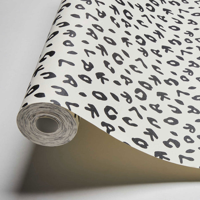 Leopard Alphabet Wallpaper - Black White - Discontinuing