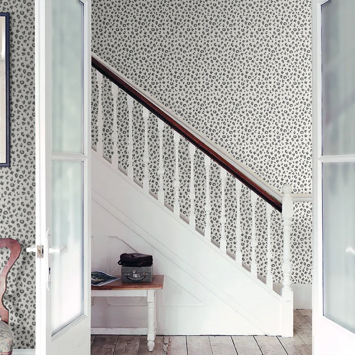 Leopard Alphabet Wallpaper - Black White - Discontinuing