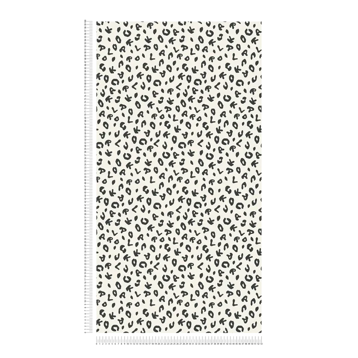 Leopard Alphabet Wallpaper - Black White - Discontinuing