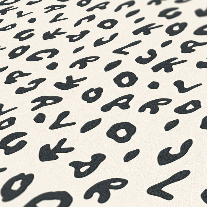 Leopard Alphabet Wallpaper - Black White - Discontinuing