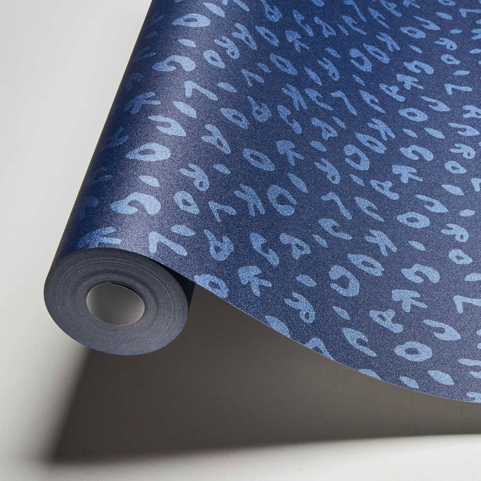 Leopard Alphabet Wallpaper - Blue - Discontinuing