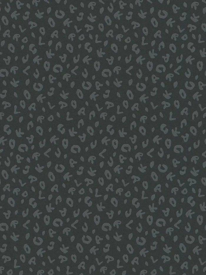Leopard Alphabet Wallpaper - Charcoal - Discontinuing