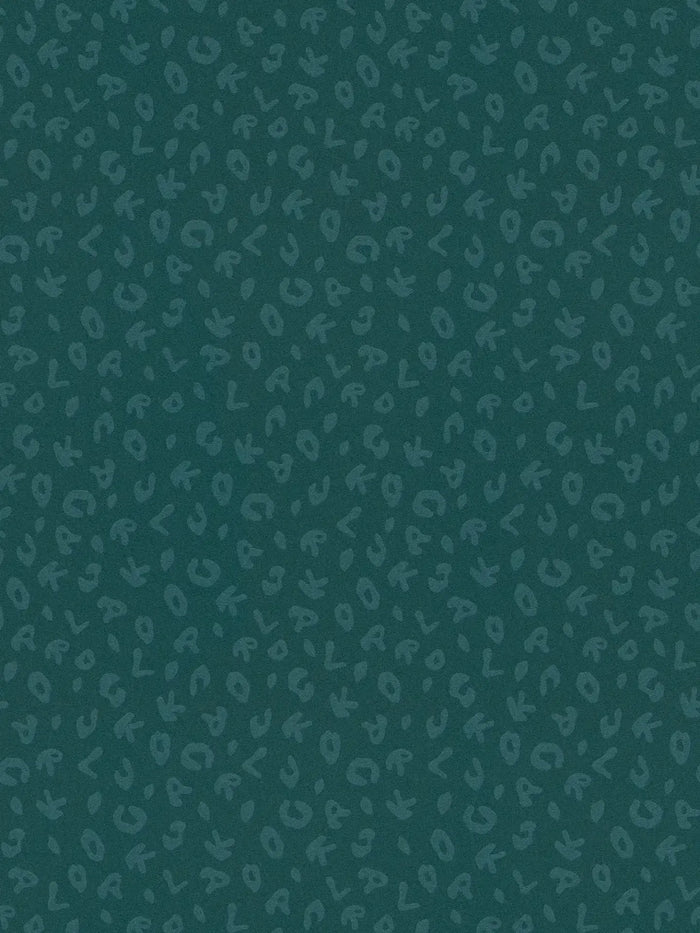 Leopard Alphabet Wallpaper - Teal - Discontinuing