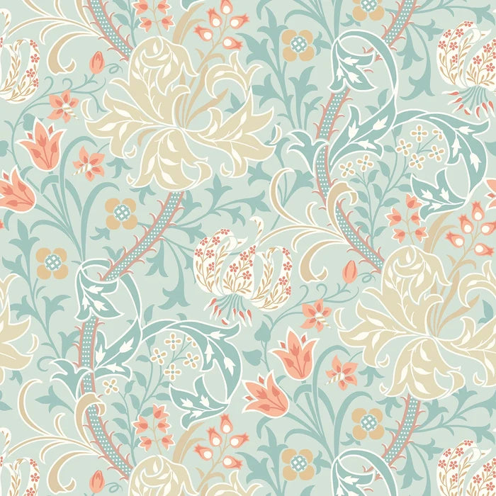 Lily Ogee Wallpaper - Ohpopsi - Duck Egg Blue