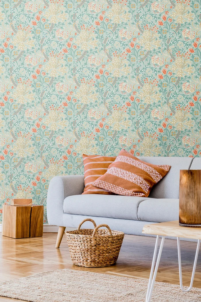 Lily Ogee Wallpaper - Ohpopsi - Duck Egg Blue