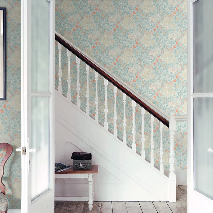 Lily Ogee Wallpaper - Ohpopsi - Duck Egg Blue