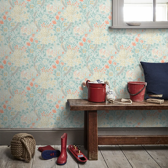 Lily Ogee Wallpaper - Ohpopsi - Duck Egg Blue