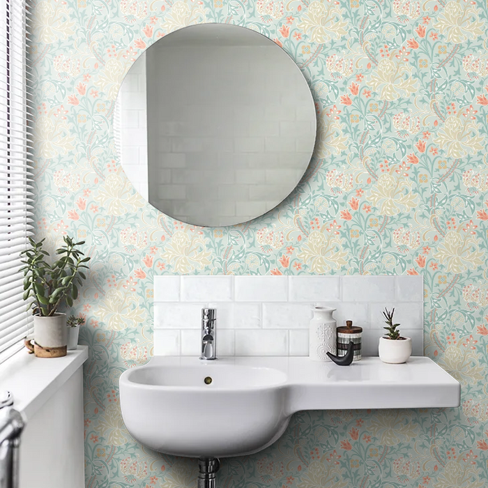 Lily Ogee Wallpaper - Ohpopsi - Duck Egg Blue